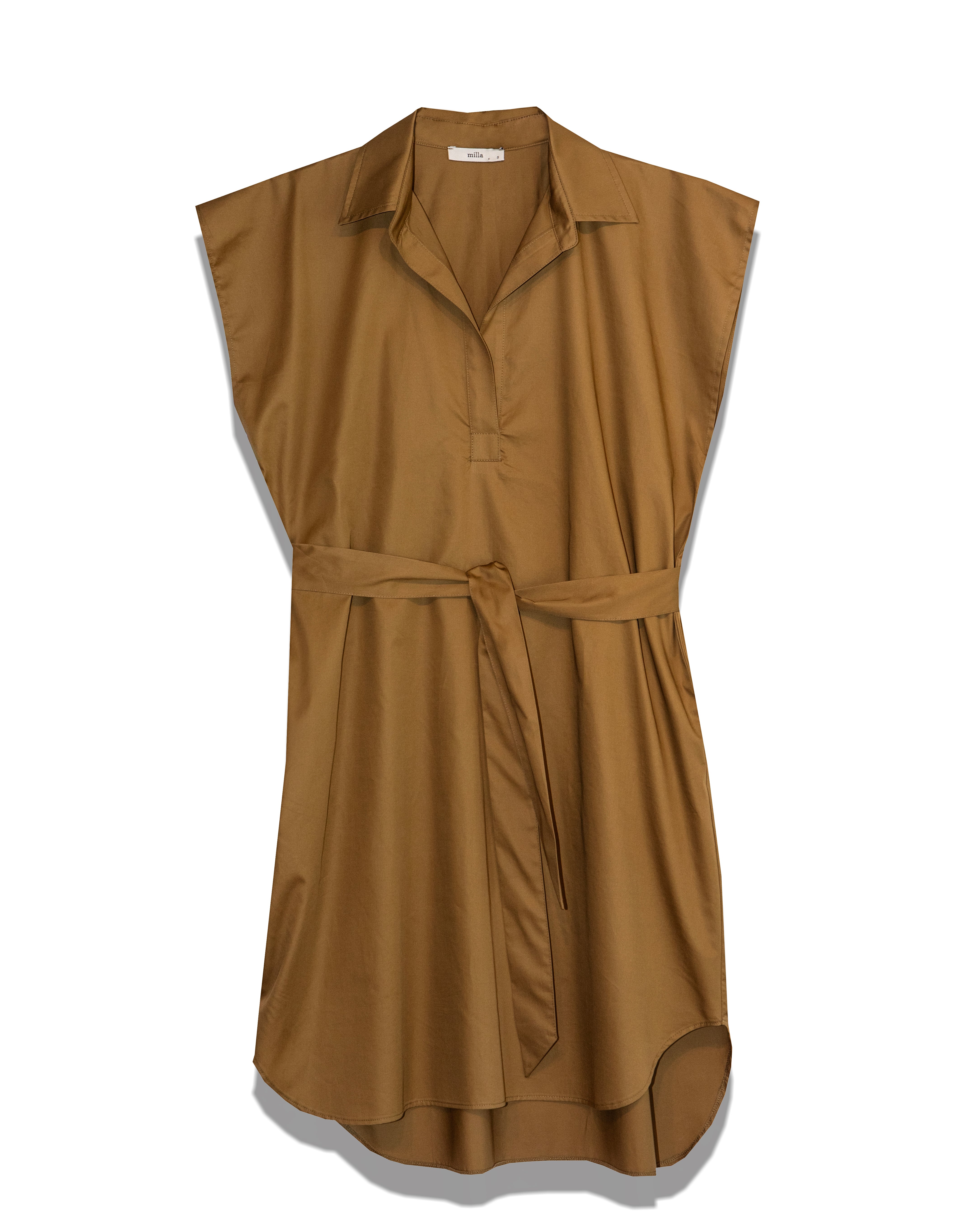 Mila Olive Poplin Shirt Dress