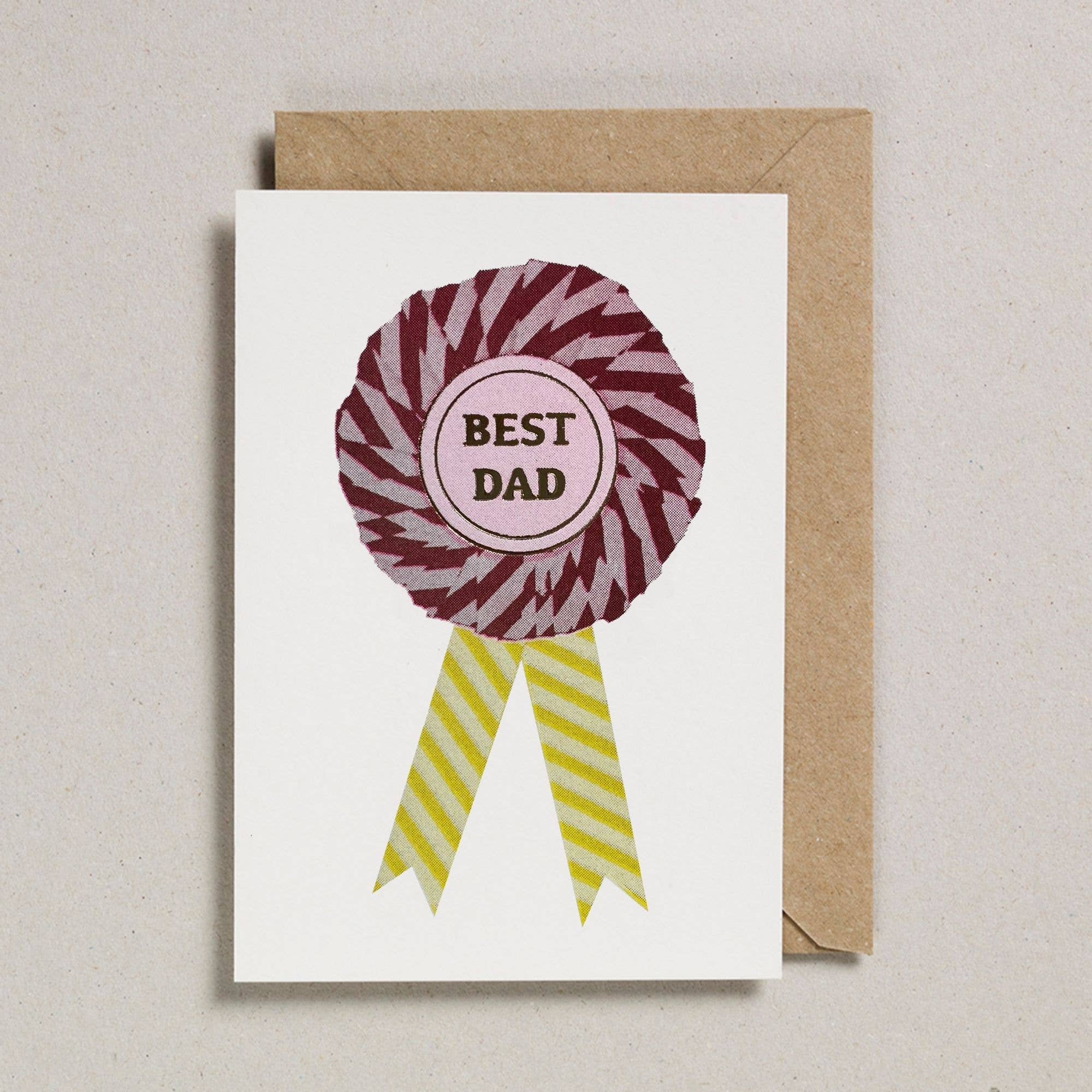 Petra Boase Best Dad Father's Day Card | Best Dad Rossette | Plum/Yellow