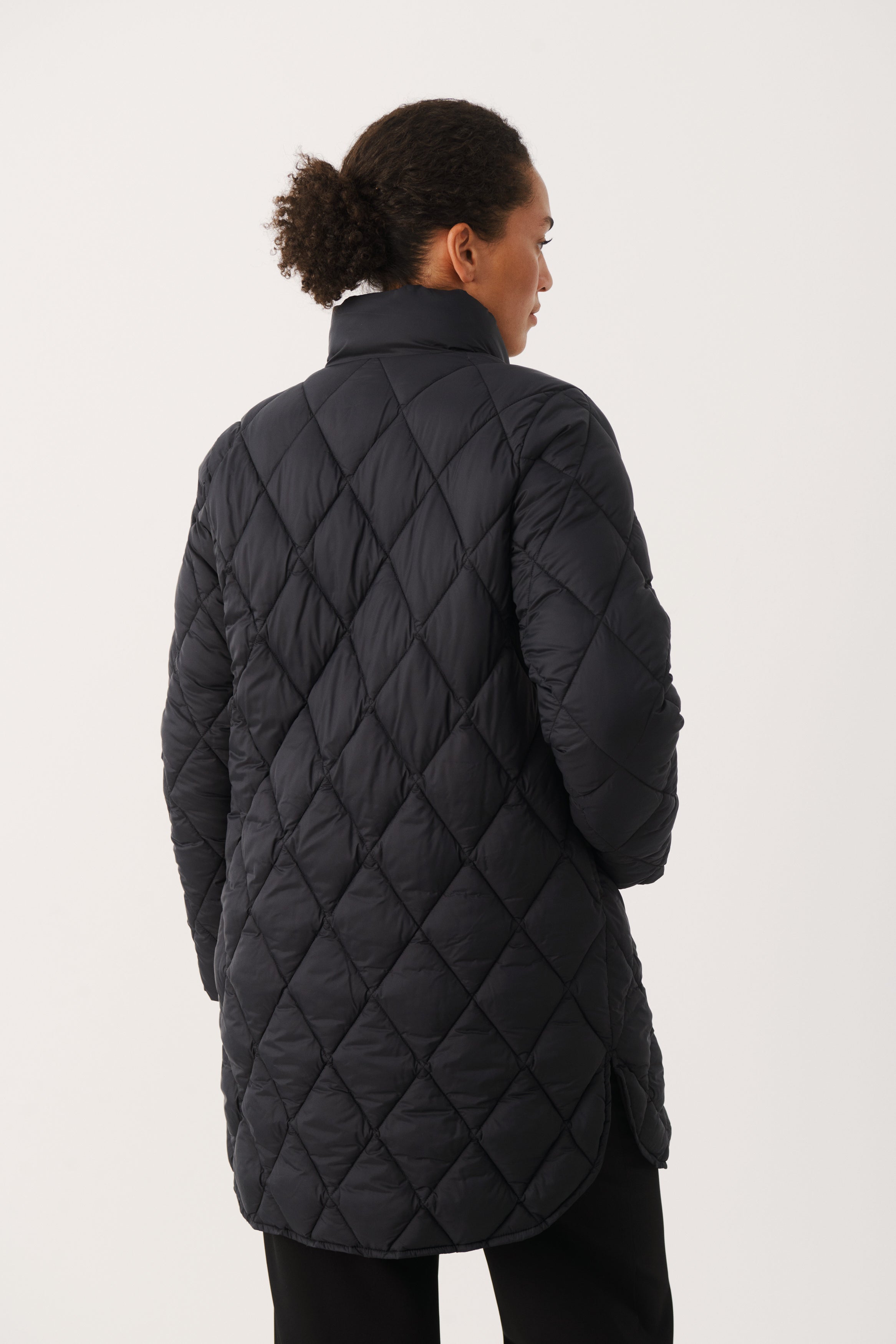 Part Two Olilas Quilted Long Black Coat