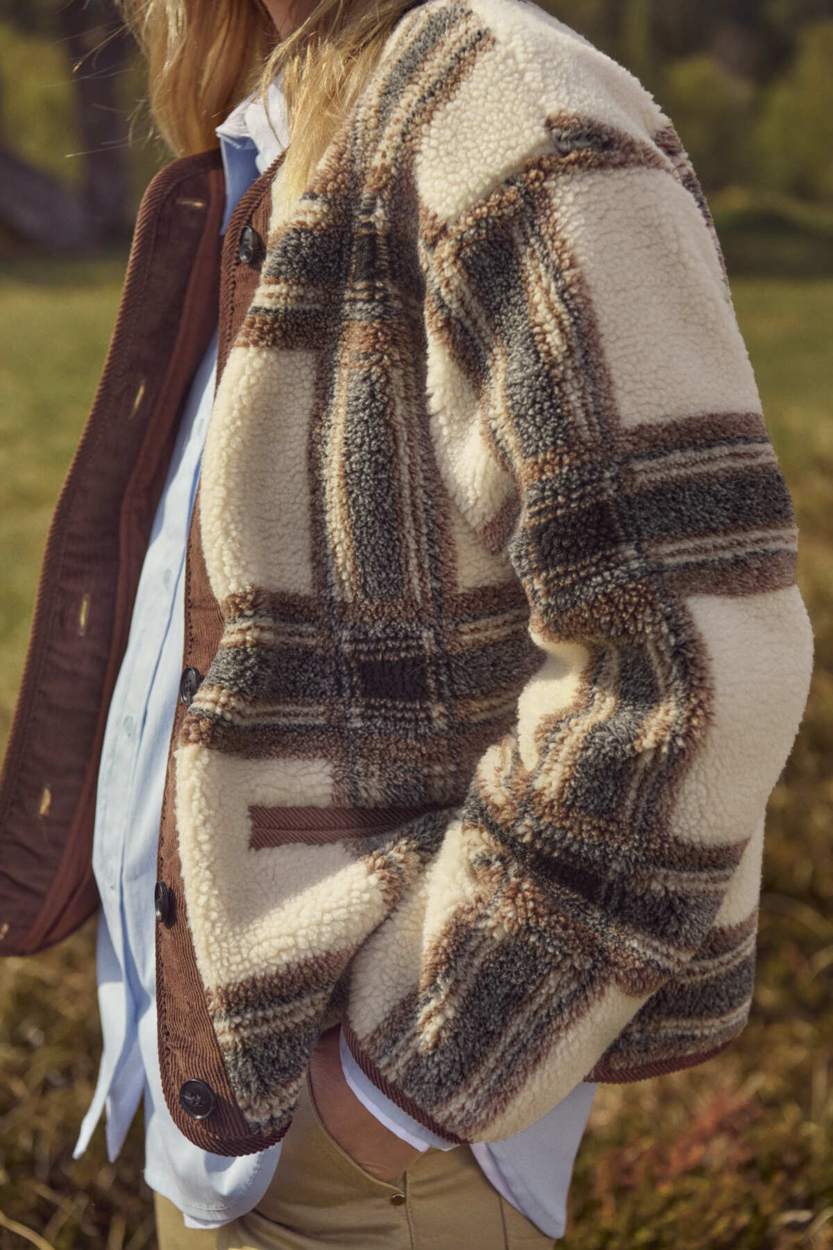 Part Two Ysabell Brown Check Jacket