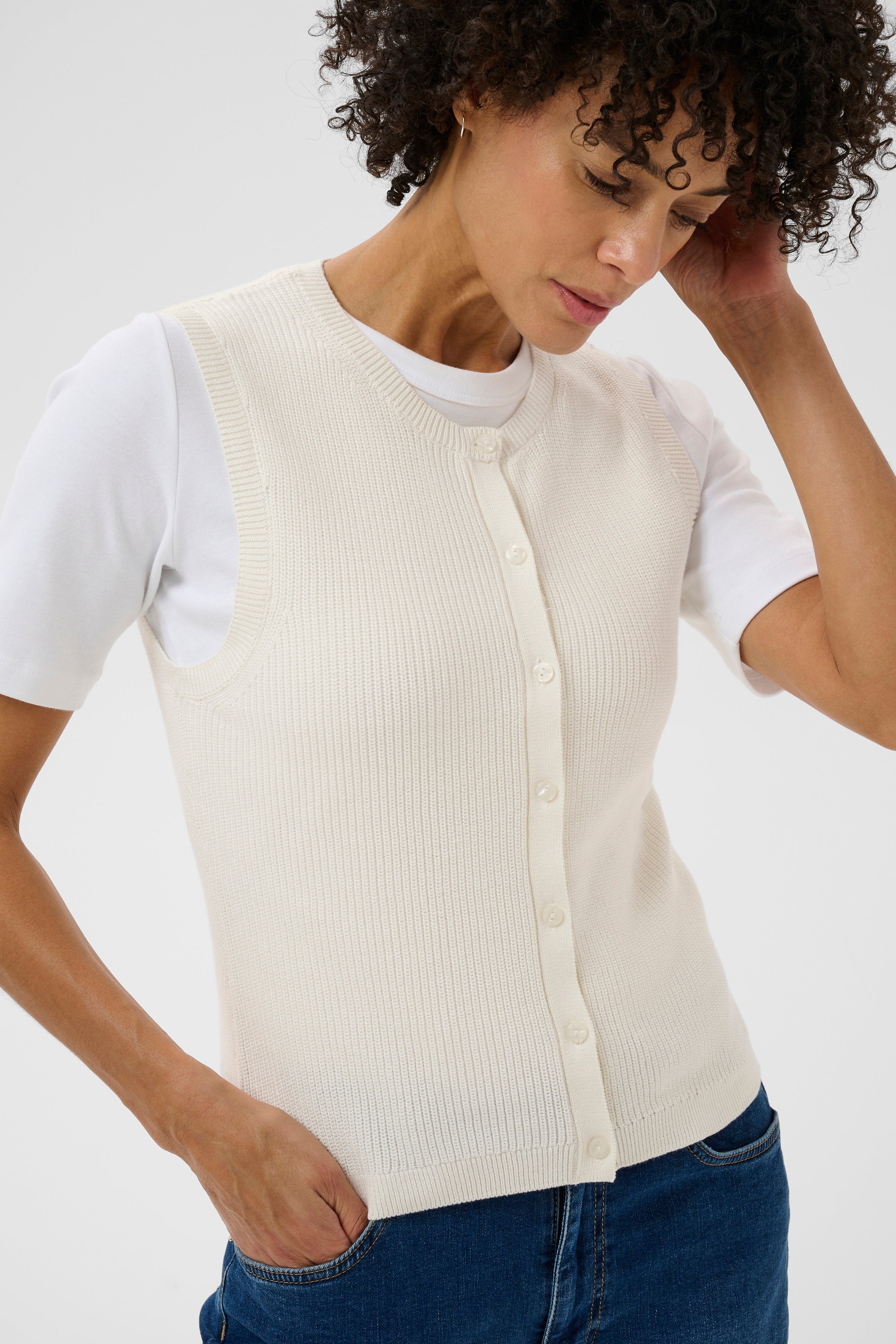 Part Two Gemma White Knit Vest
