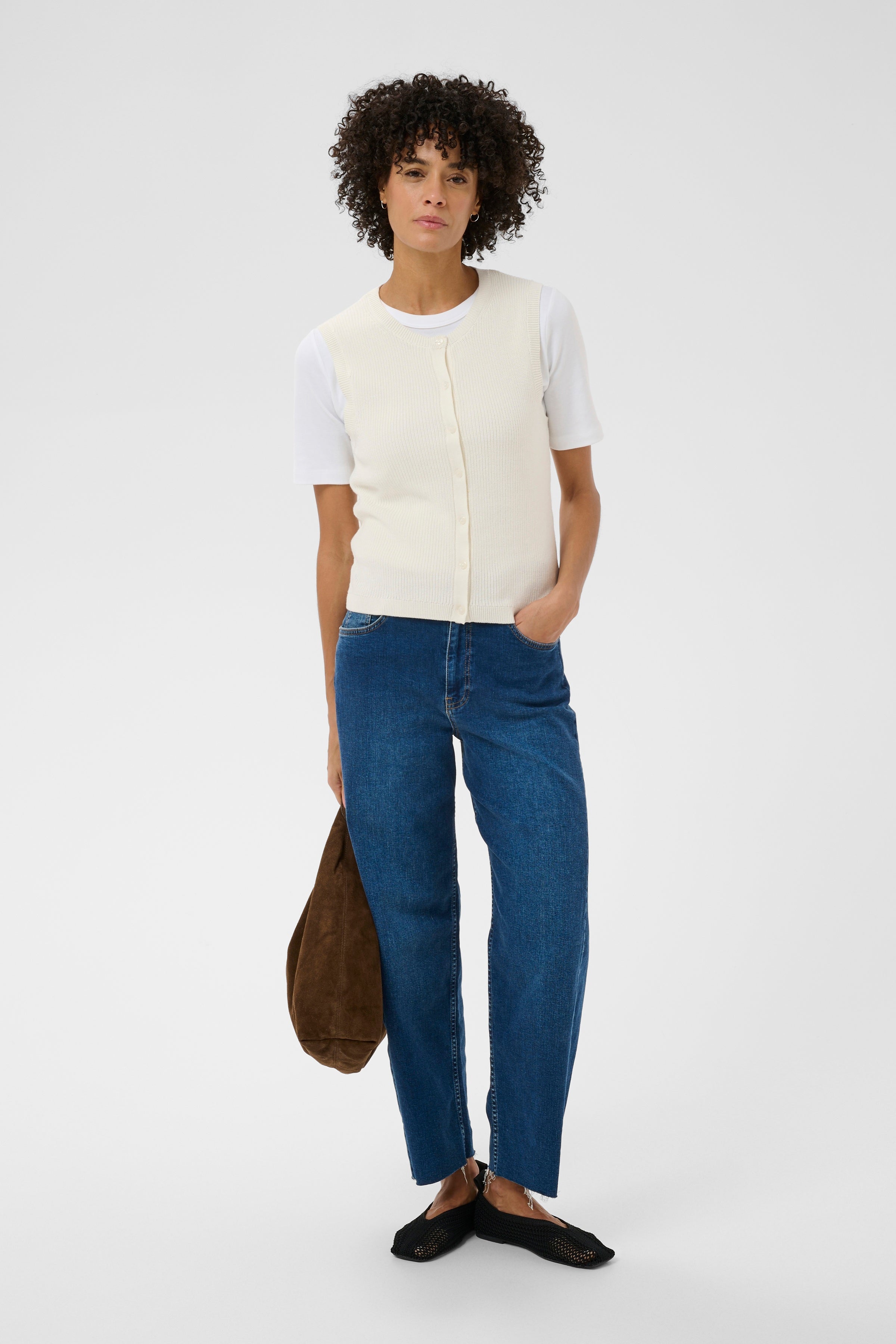 Part Two Gemma White Knit Vest