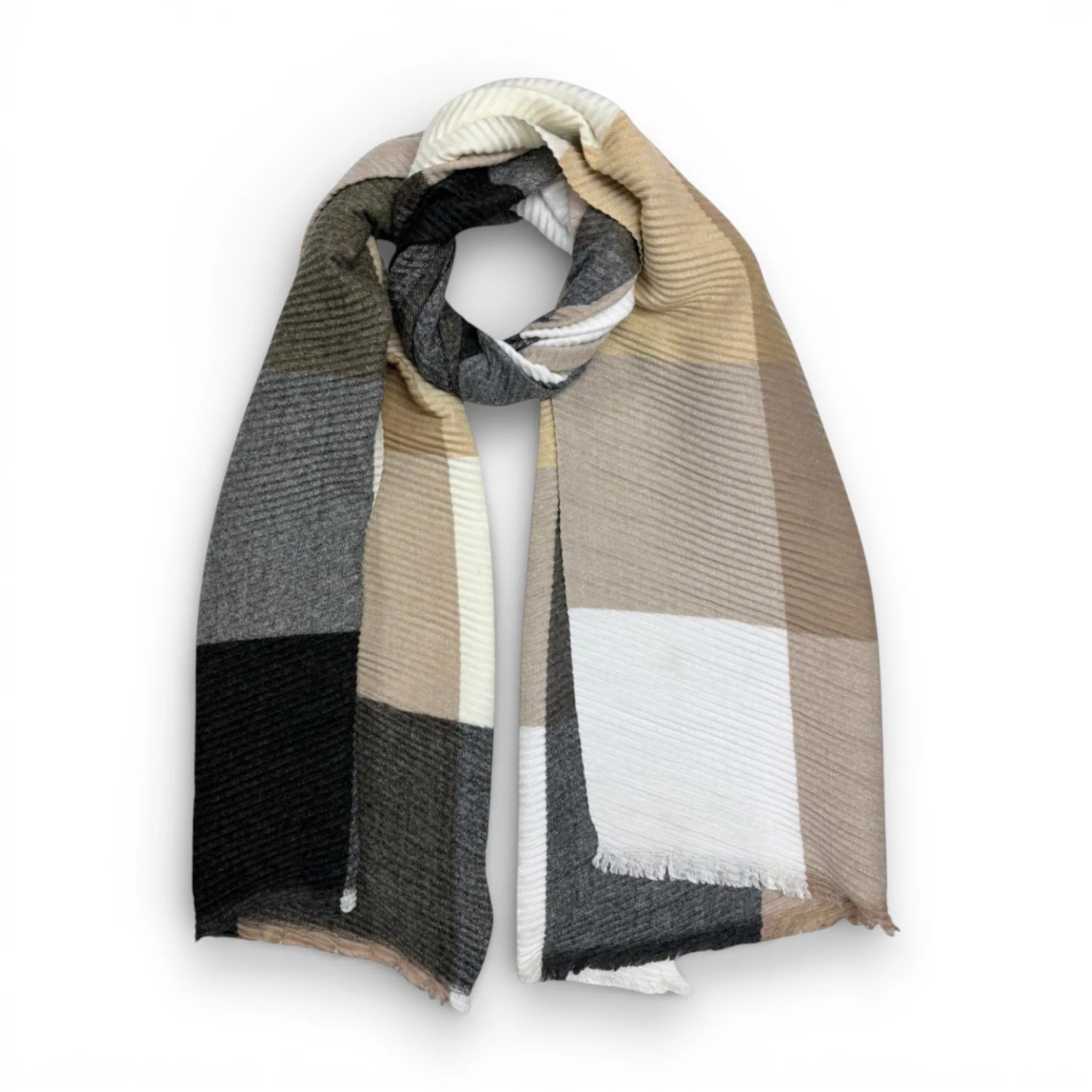 Precious Wool Blend Pleated Scarf