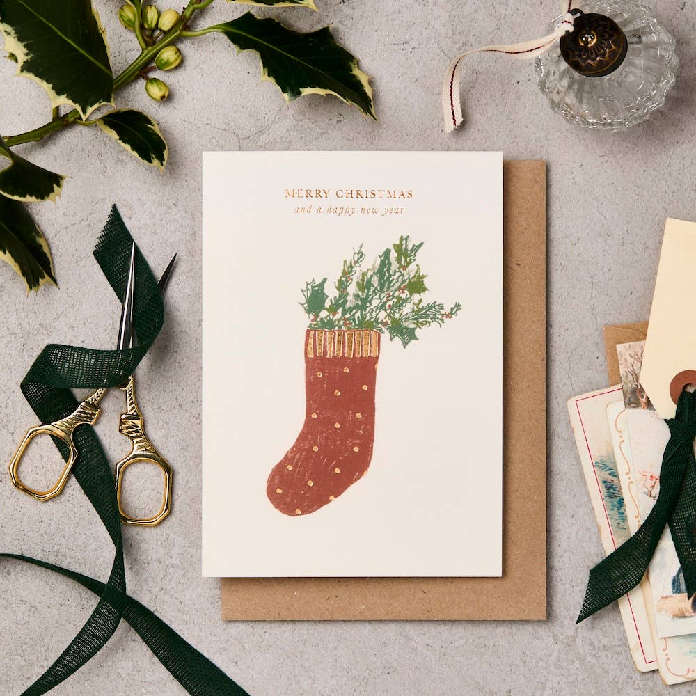 Katie Leamon Stocking & Spruce Christmas Card