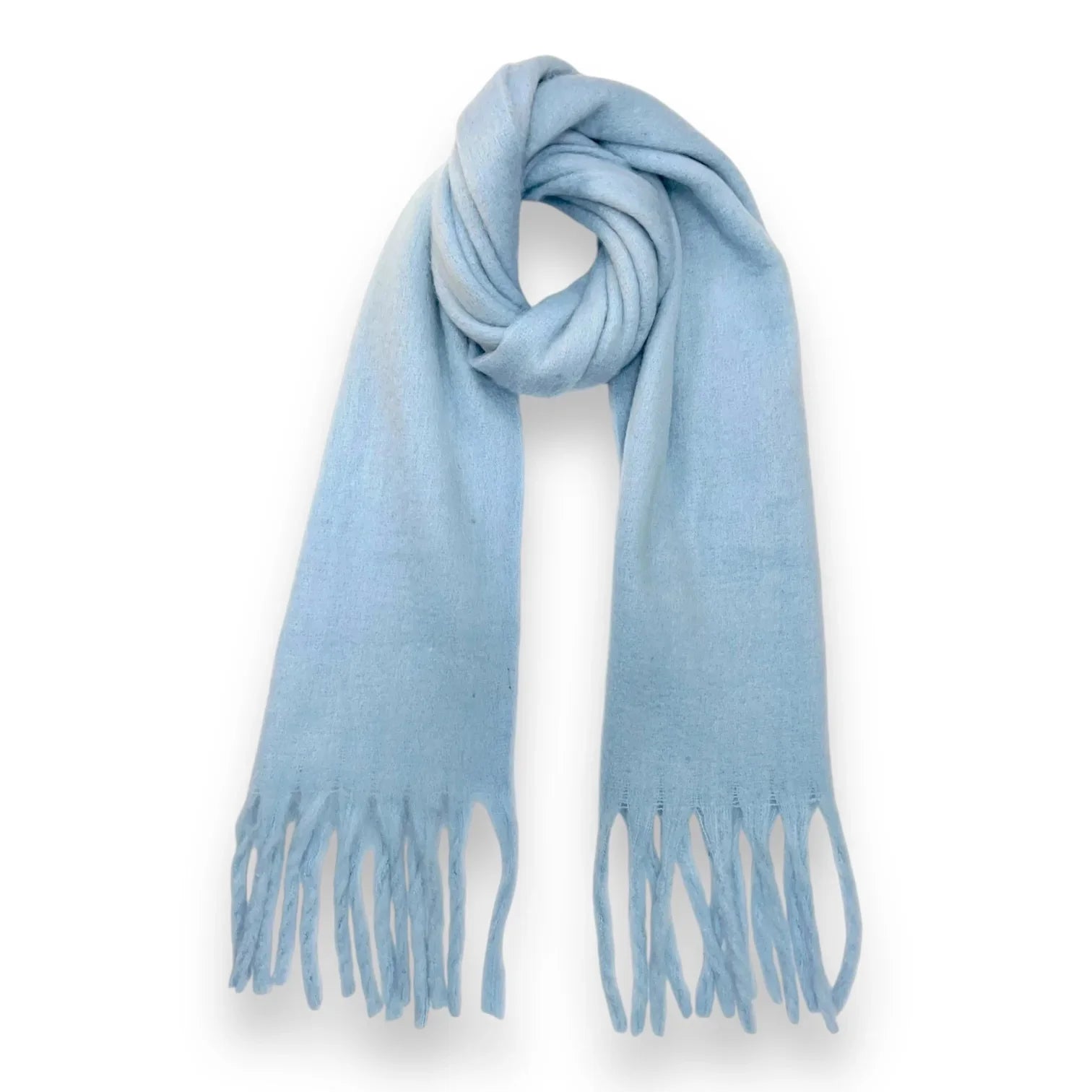 Fluffy Plain Blanket Fringed Scarf
