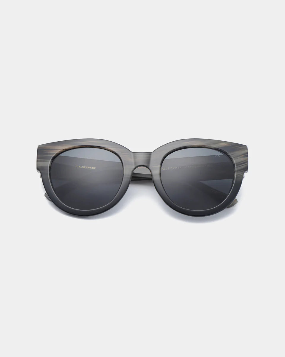 A.Kjaerbede Lilly Striped Horn Black Sunglasses