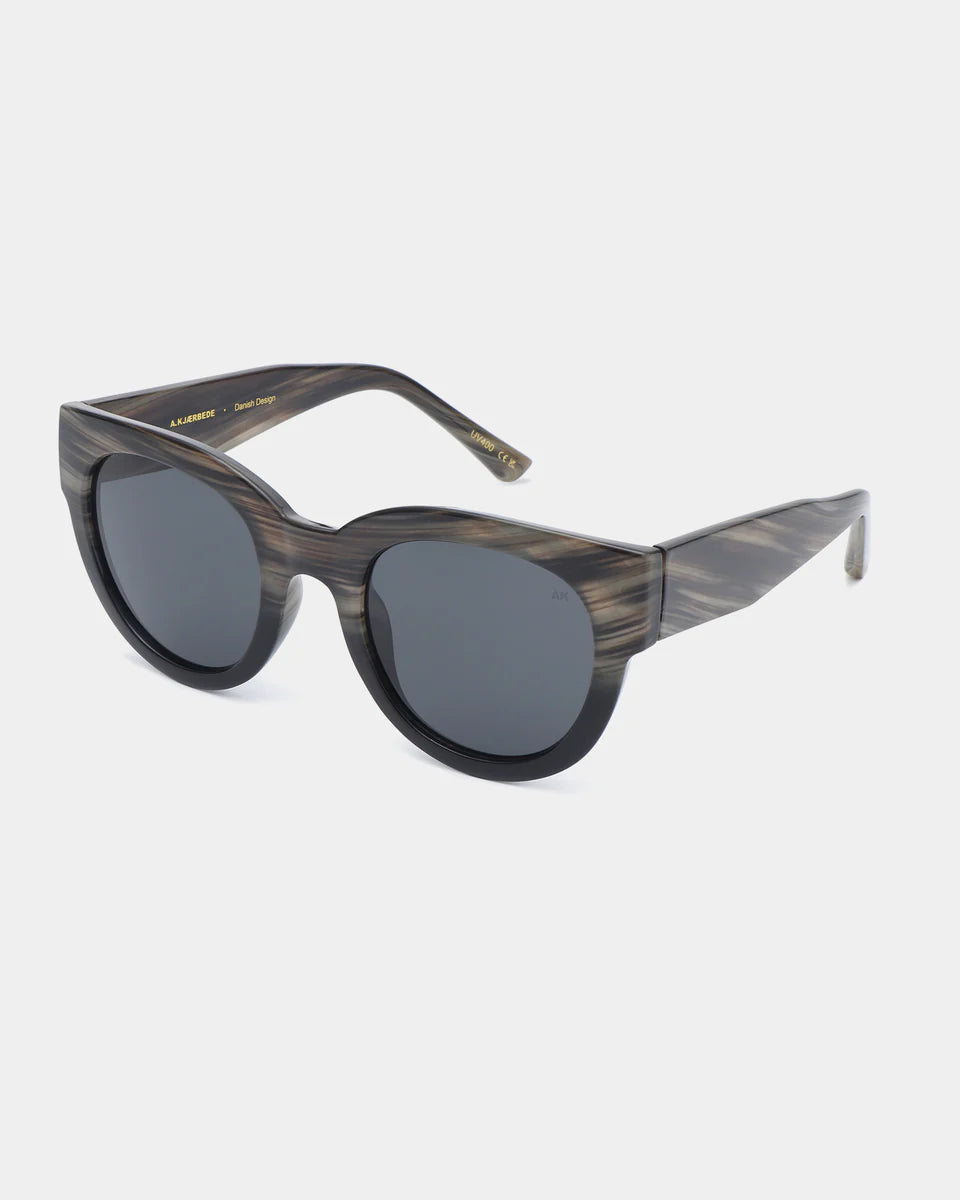 A.Kjaerbede Lilly Striped Horn Black Sunglasses