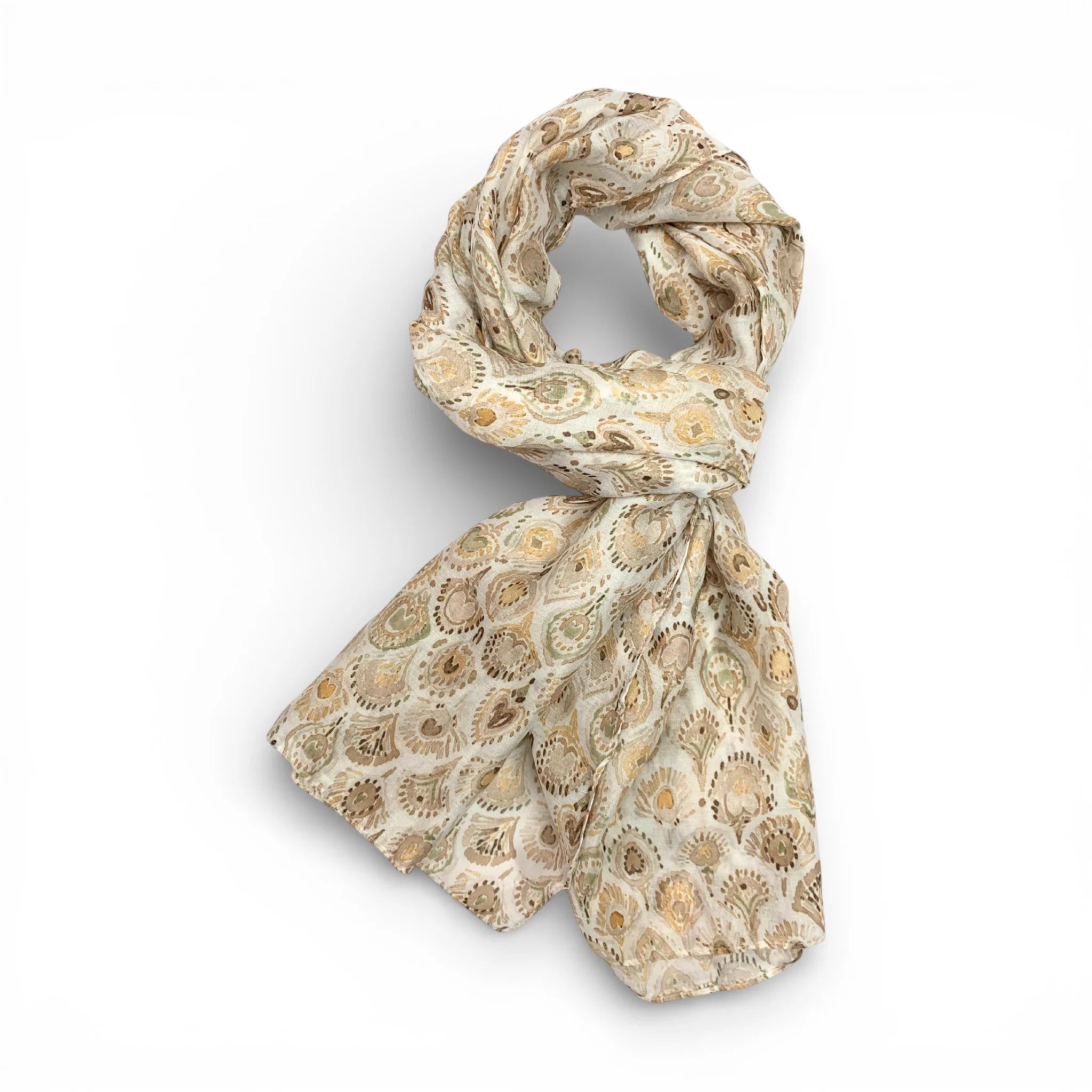 Precious Peacock Print Cotton Blend Scarf