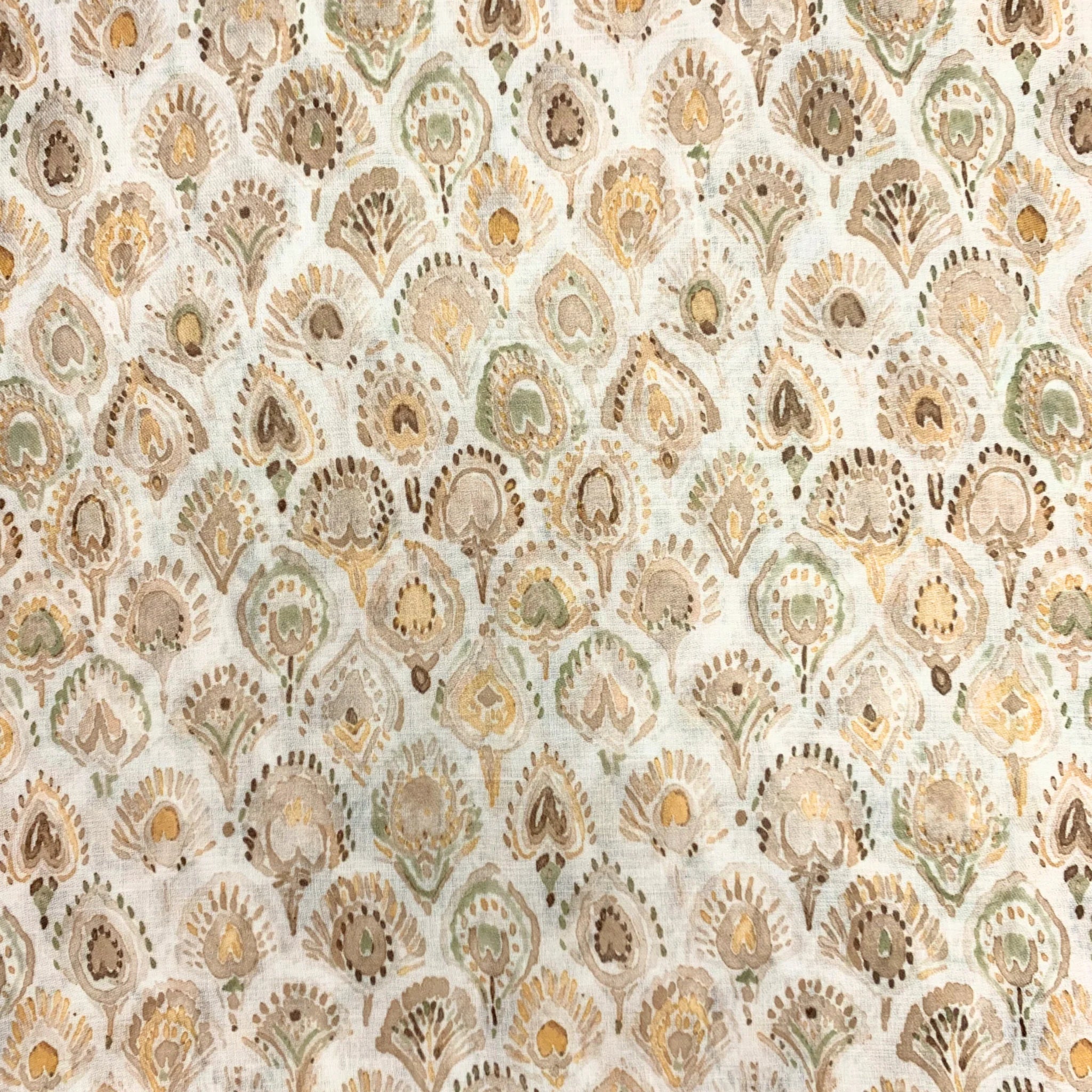 Precious Peacock Print Cotton Blend Scarf