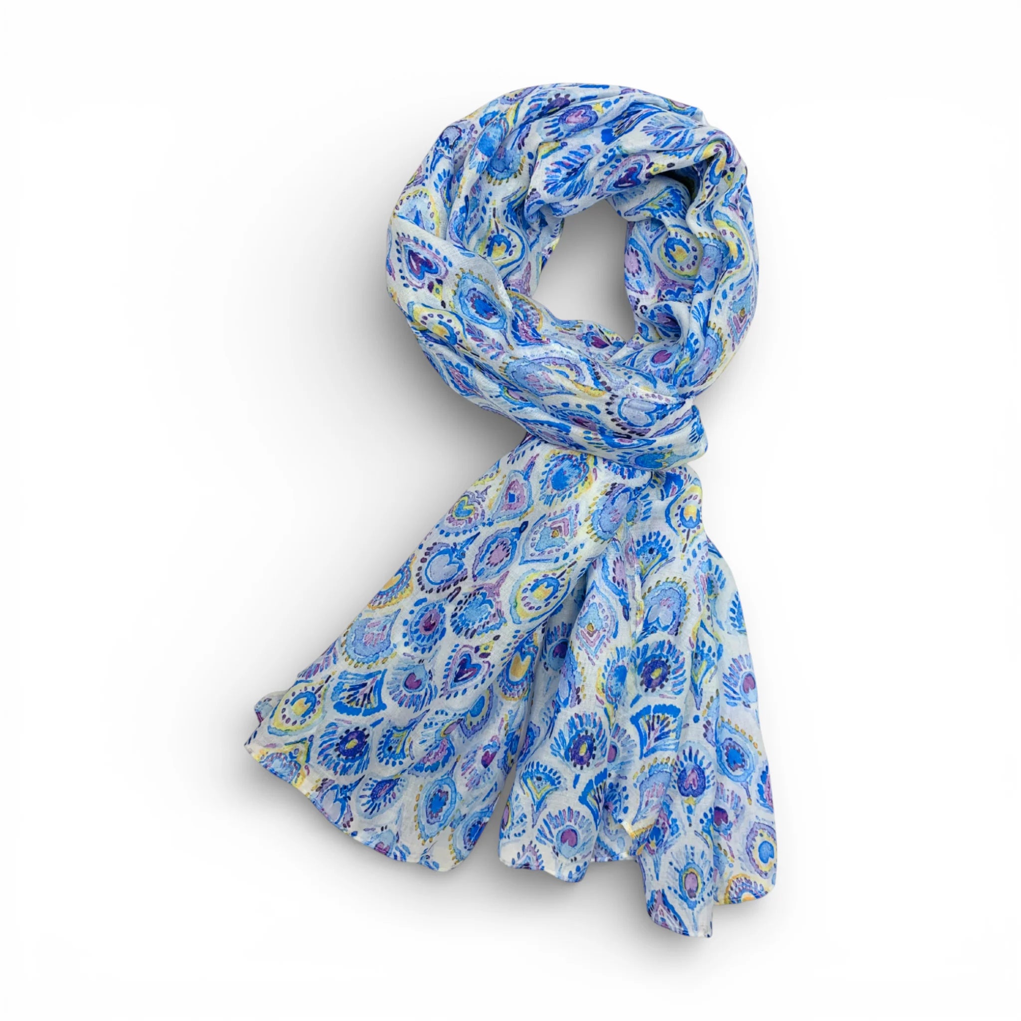 Precious Peacock Print Cotton Blend Scarf