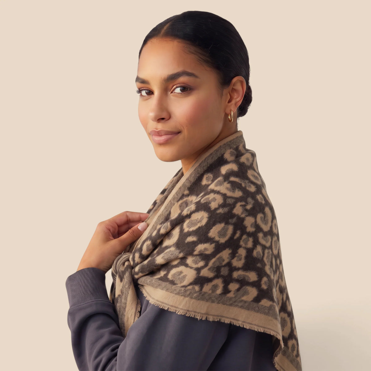 Precious Fluffy Leopard Reversible Scarf