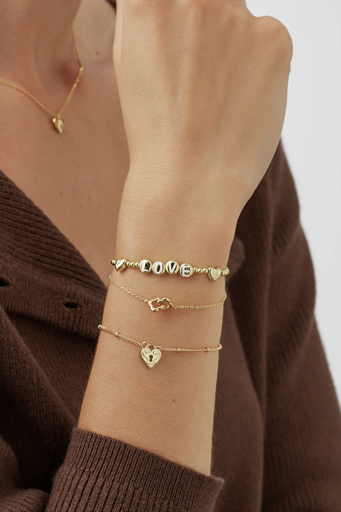 Estella Bartlet Gold Double Linked Flower Bracelet