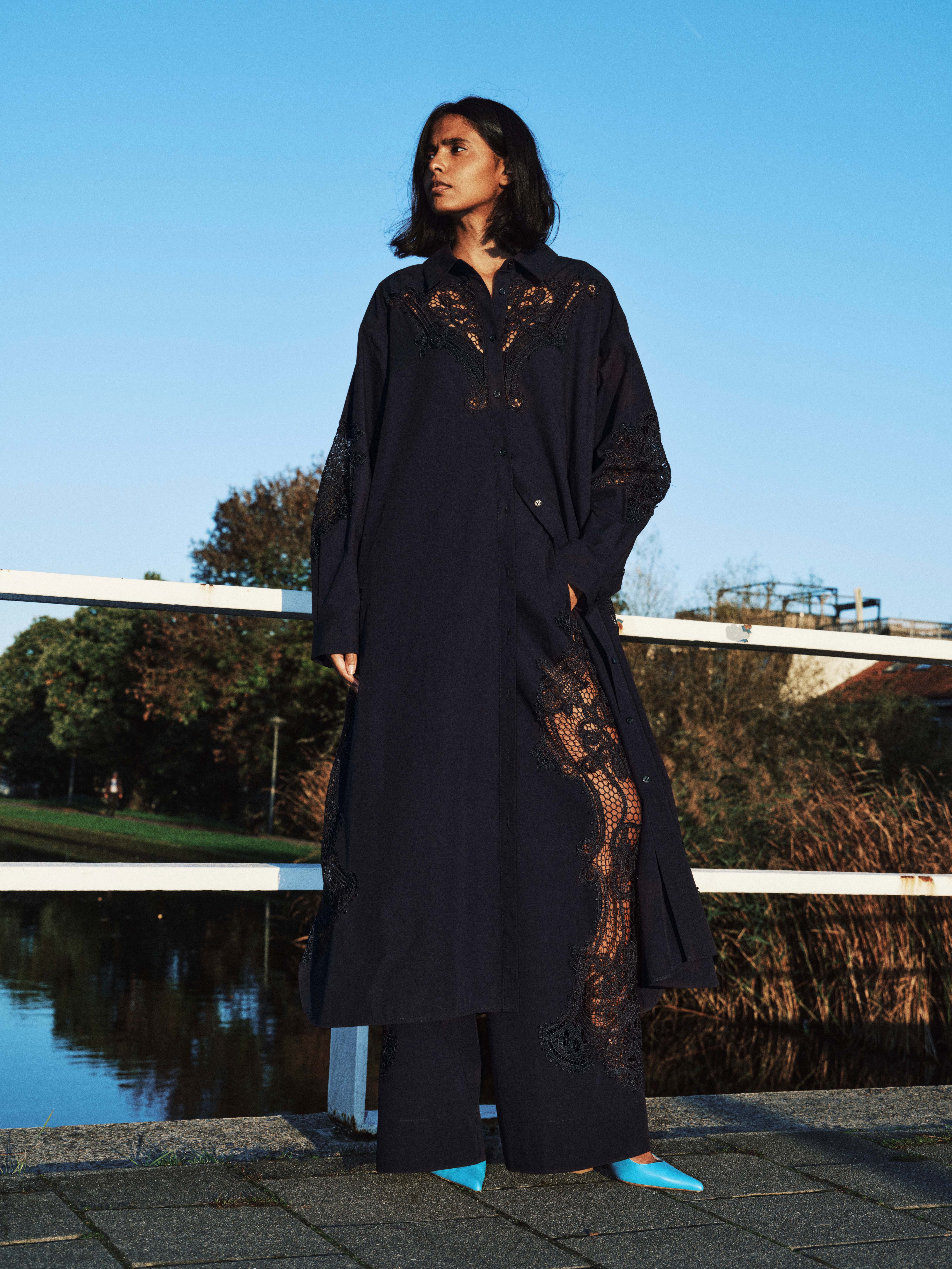 Essentiel Antwerp Haze Lace Navy Dress