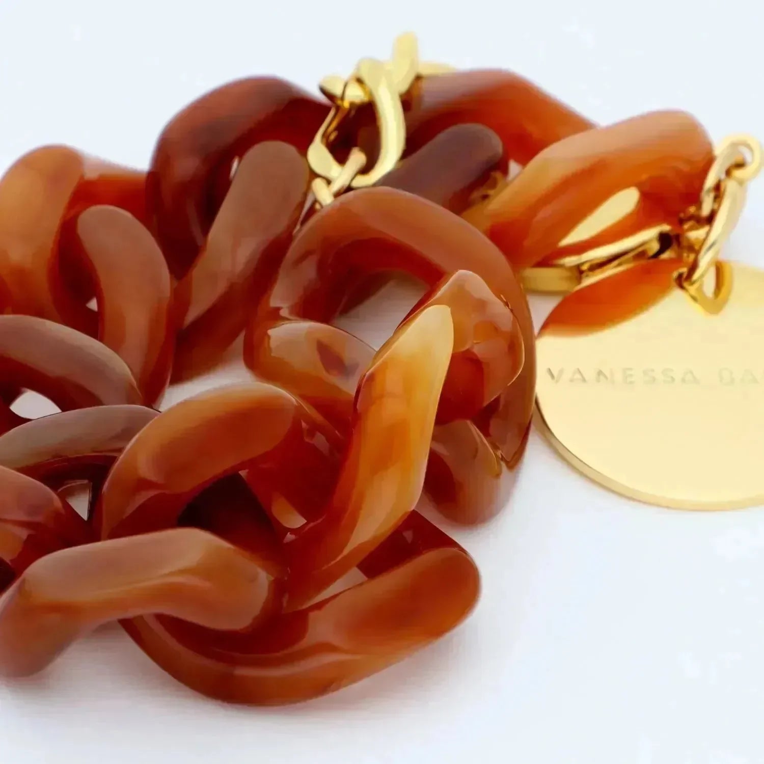 Vanessa Baroni Flat Chain Bracelet Cognac Marble