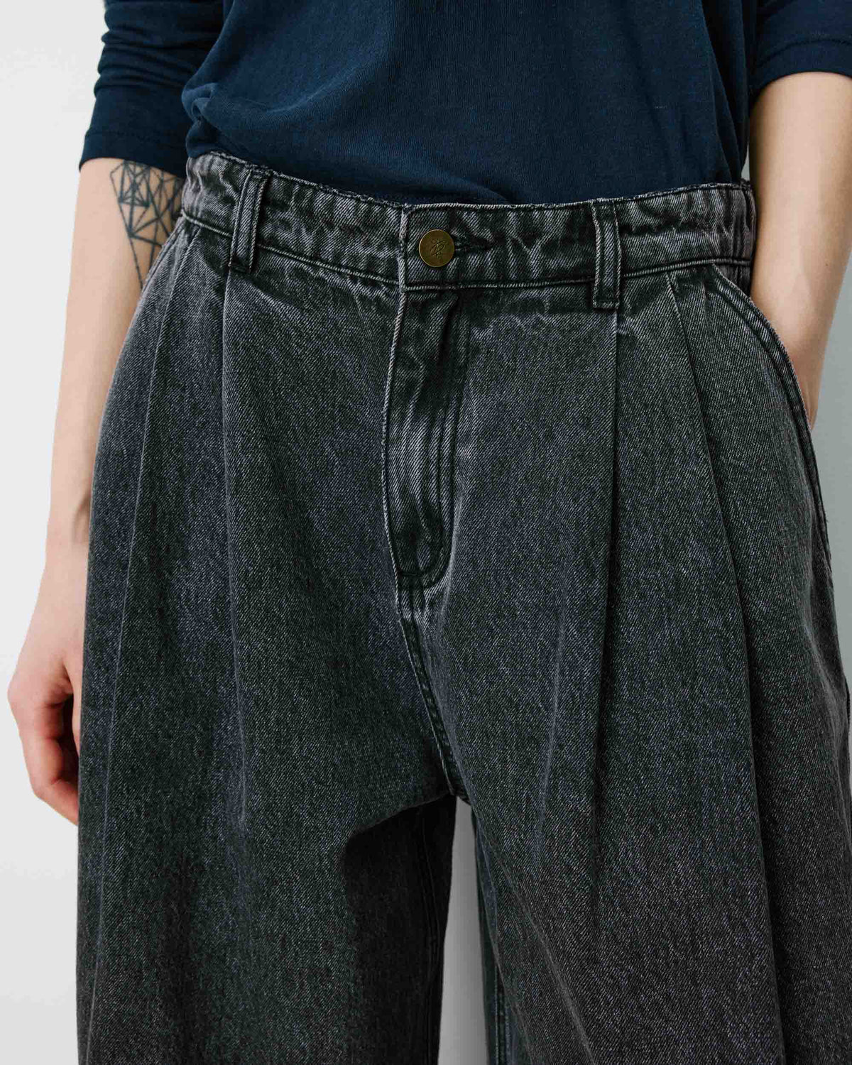 Grace & Mila John Grey Denim Wide Leg Jean