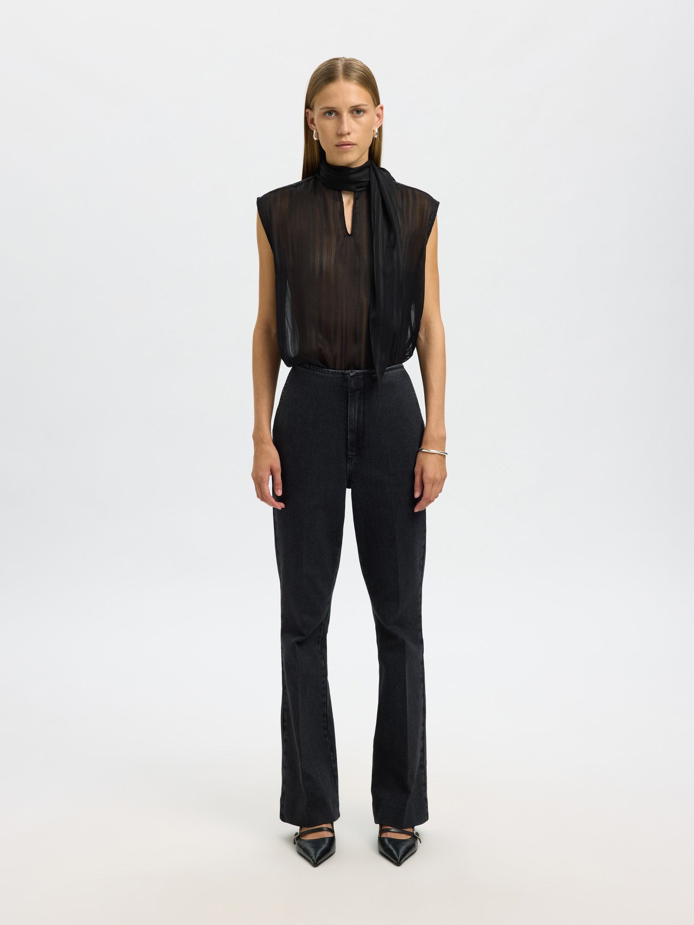 Selected Femme Margrethe Black Tie Top