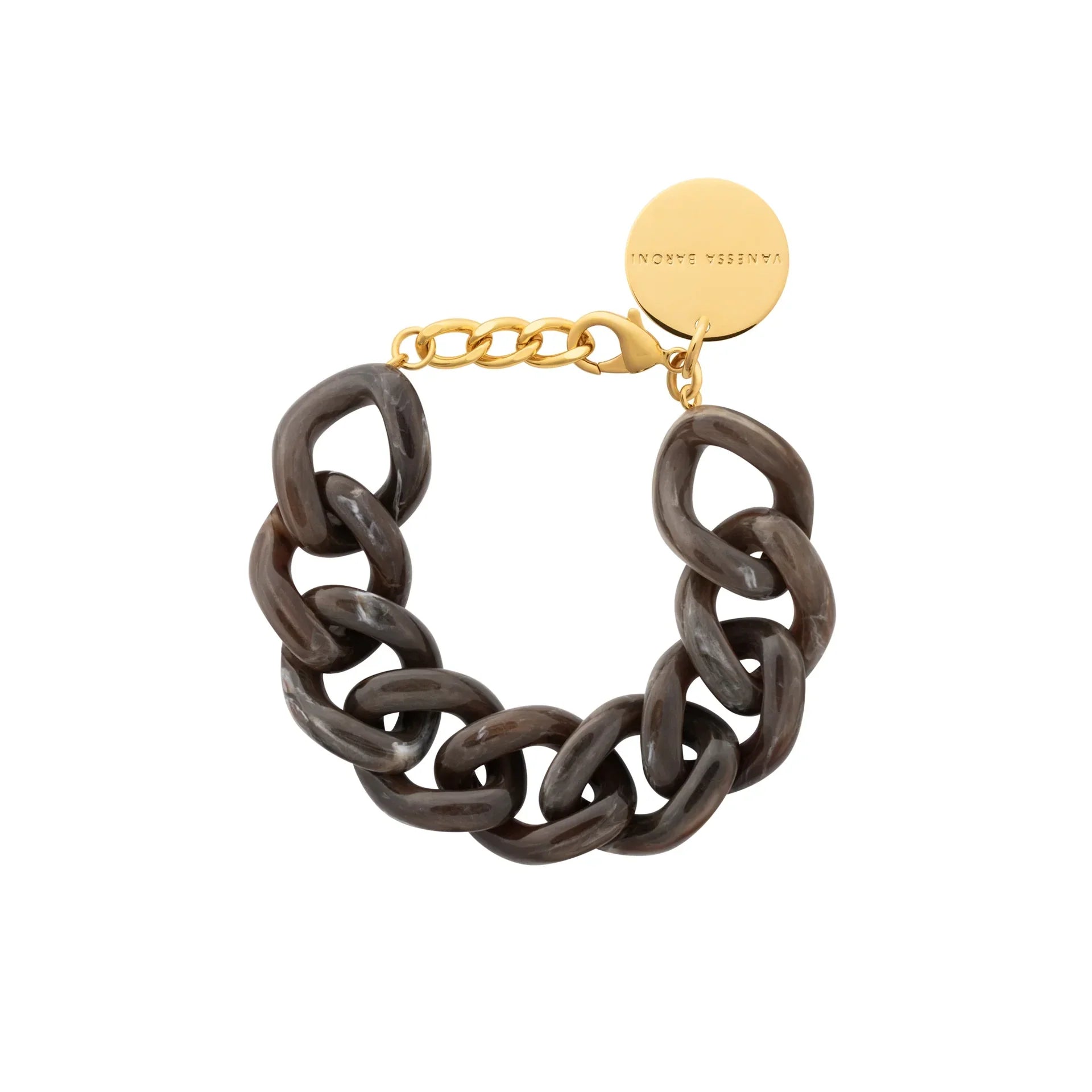 Vanessa Baroni Flat Chain Bracelet Dark Brown Marble