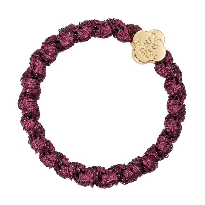 By Eloise Woven Gold Quatrefoil Plum Hair Band