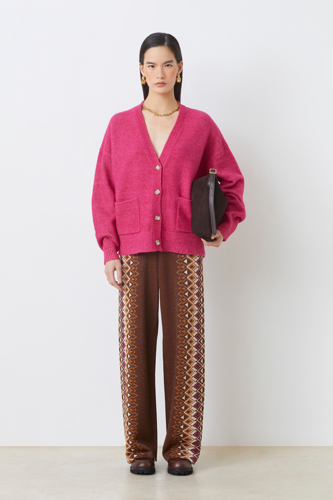 Suncoo Gaely Fuchsia Pink Cardigan
