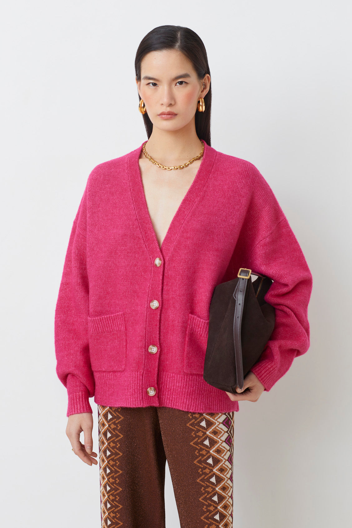 Suncoo Gaely Fuchsia Pink Cardigan