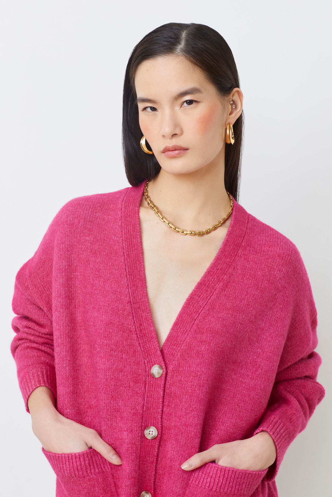 Suncoo Gaely Fuchsia Pink Cardigan