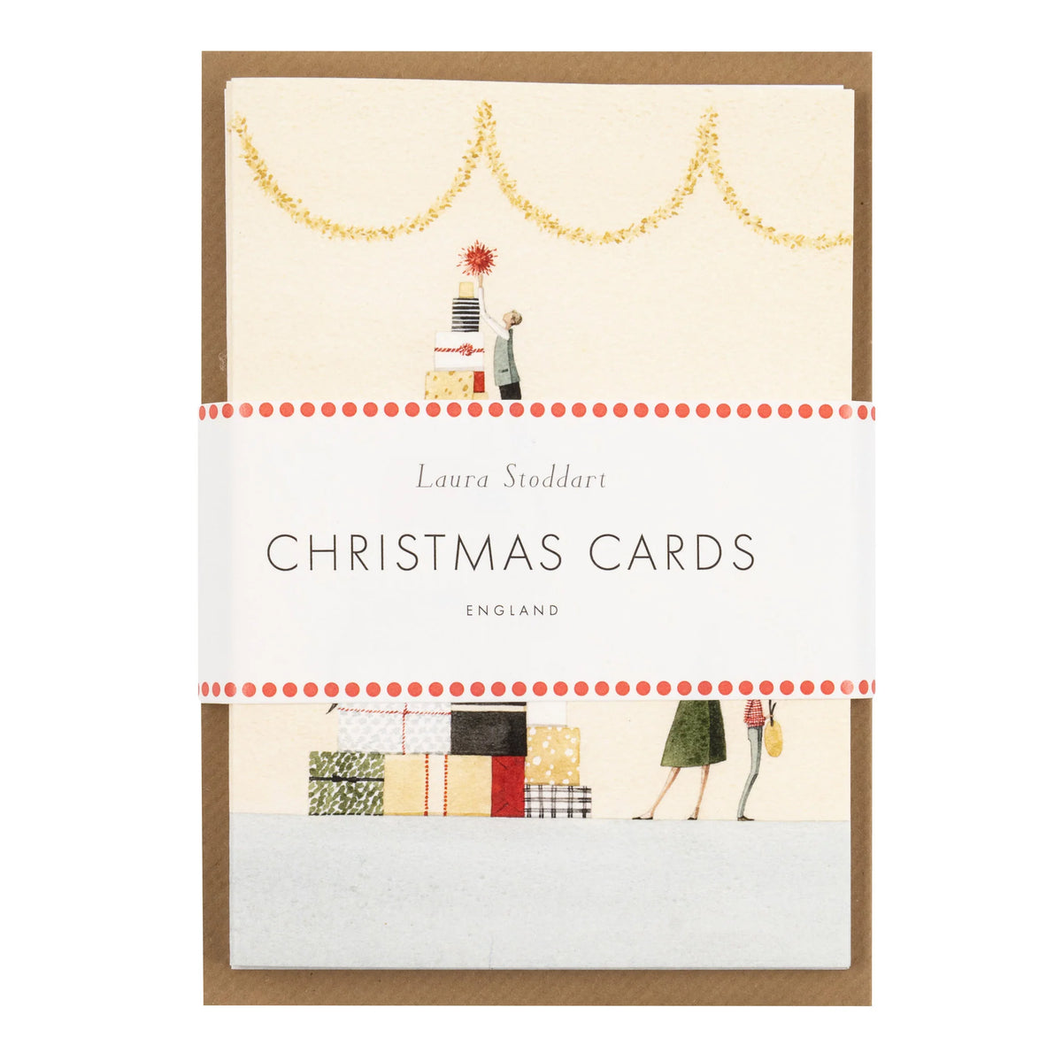 Laura Stoddart Christmas Wreath & Present Pile Christmas Card Pack