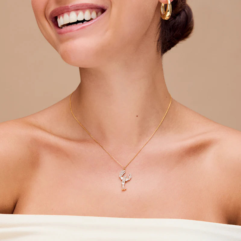 Orelia Embellished Lobster Charm Necklace