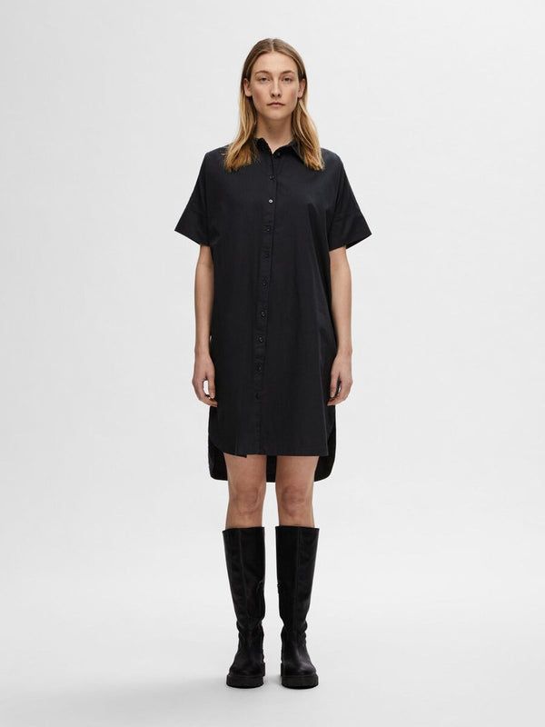 Selected Femme Blair Black Cotton Shift Dress