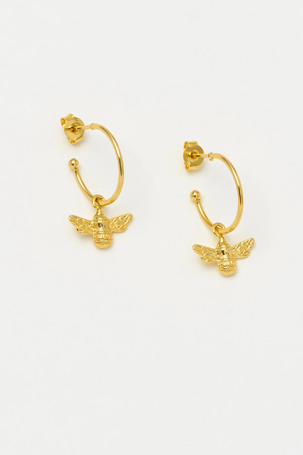 Estella Bartlett Bee Drop Hoop Earrings in Gold