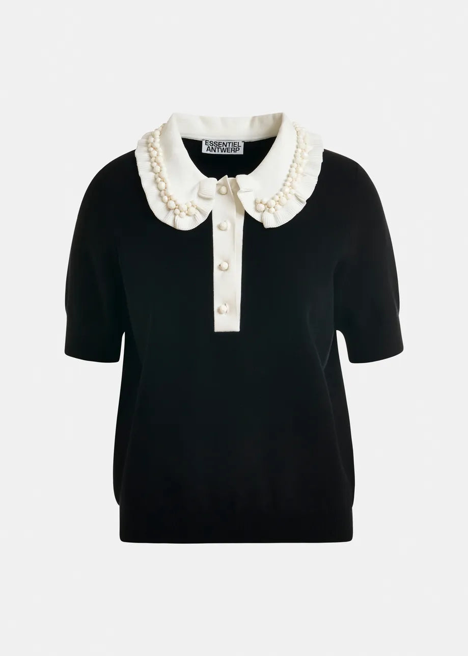 Essentiel Antwerp Jewelry Black Knit Polo