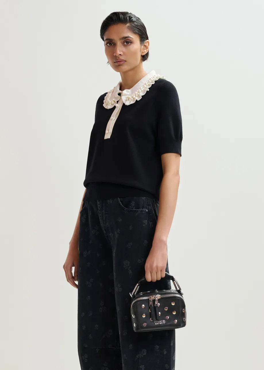 Essentiel Antwerp Jewelry Black Knit Polo
