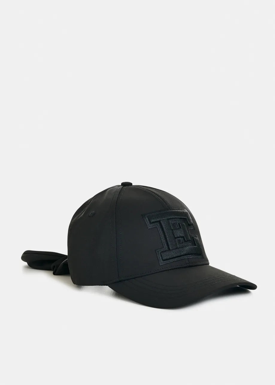 Jiny Black Cap with Bow at Back
