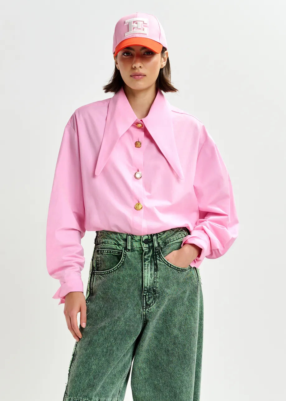 Essentiel Antwerp Jomato Pink Collar Shirt