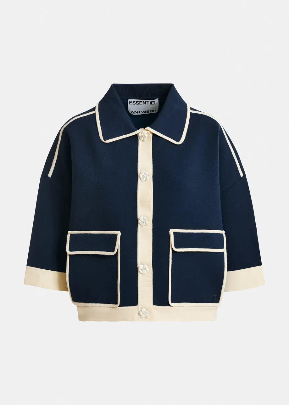 Essentiel Antwerp Jugly Navy Knit Cardigan