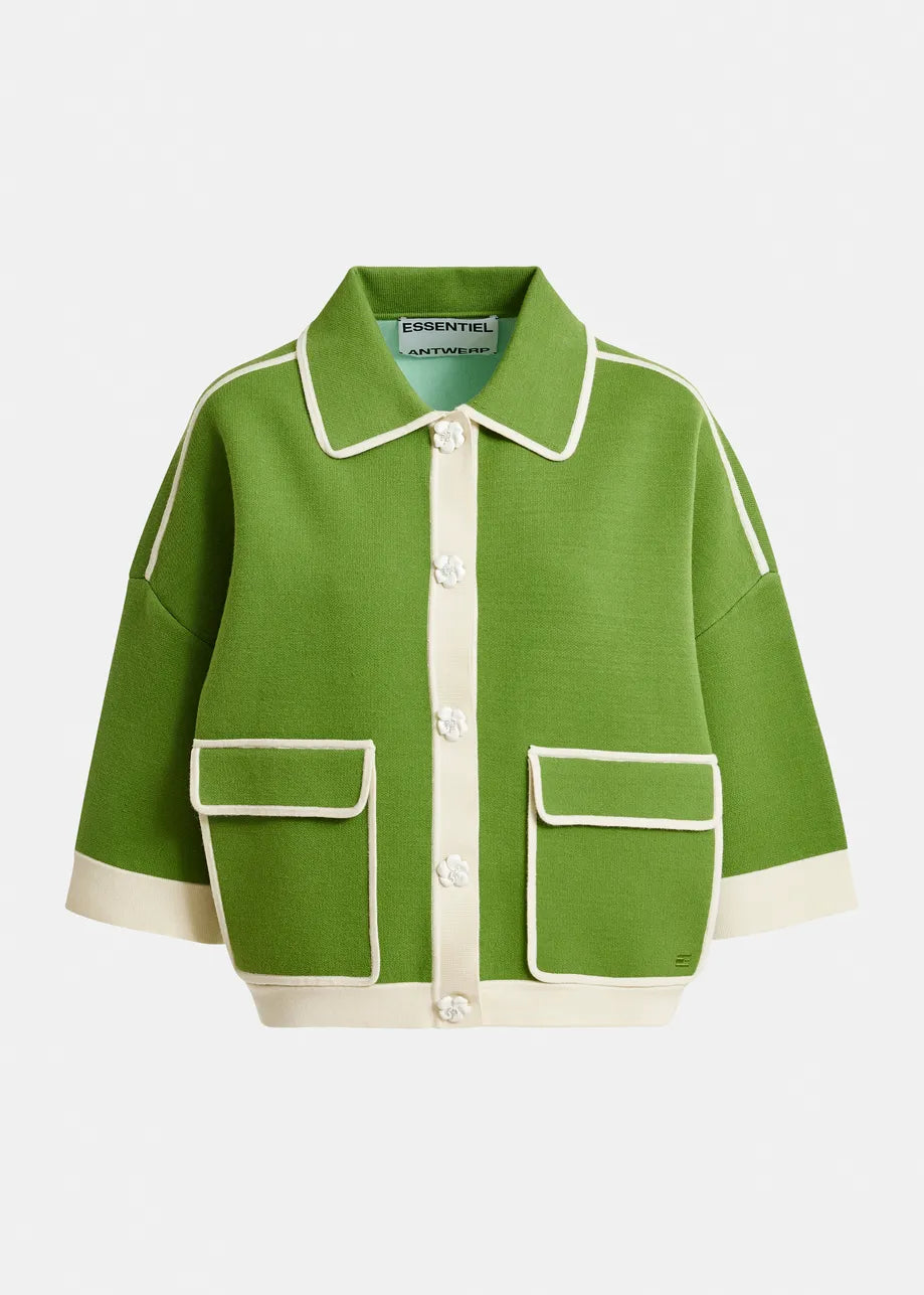 Essentiel Antwerp Jugly Green Knit Cardigan