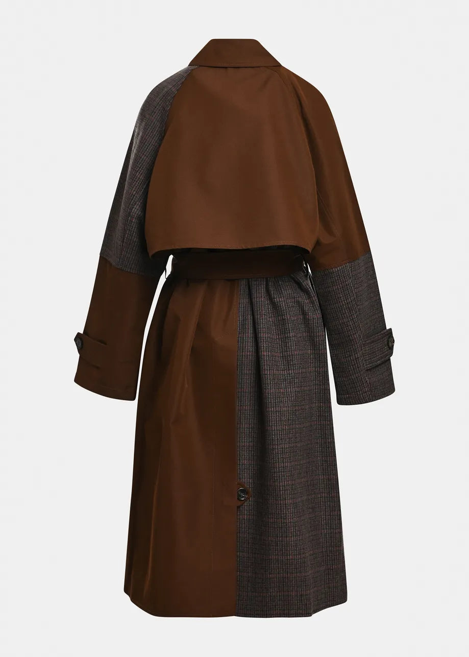 Essentiel Antwerp Kagu Patchwork Trench Coat