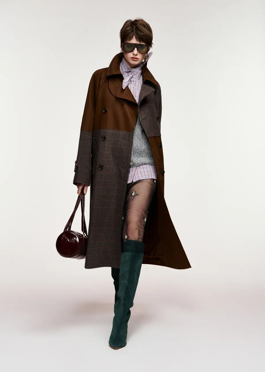 Essentiel Antwerp Kagu Patchwork Trench Coat