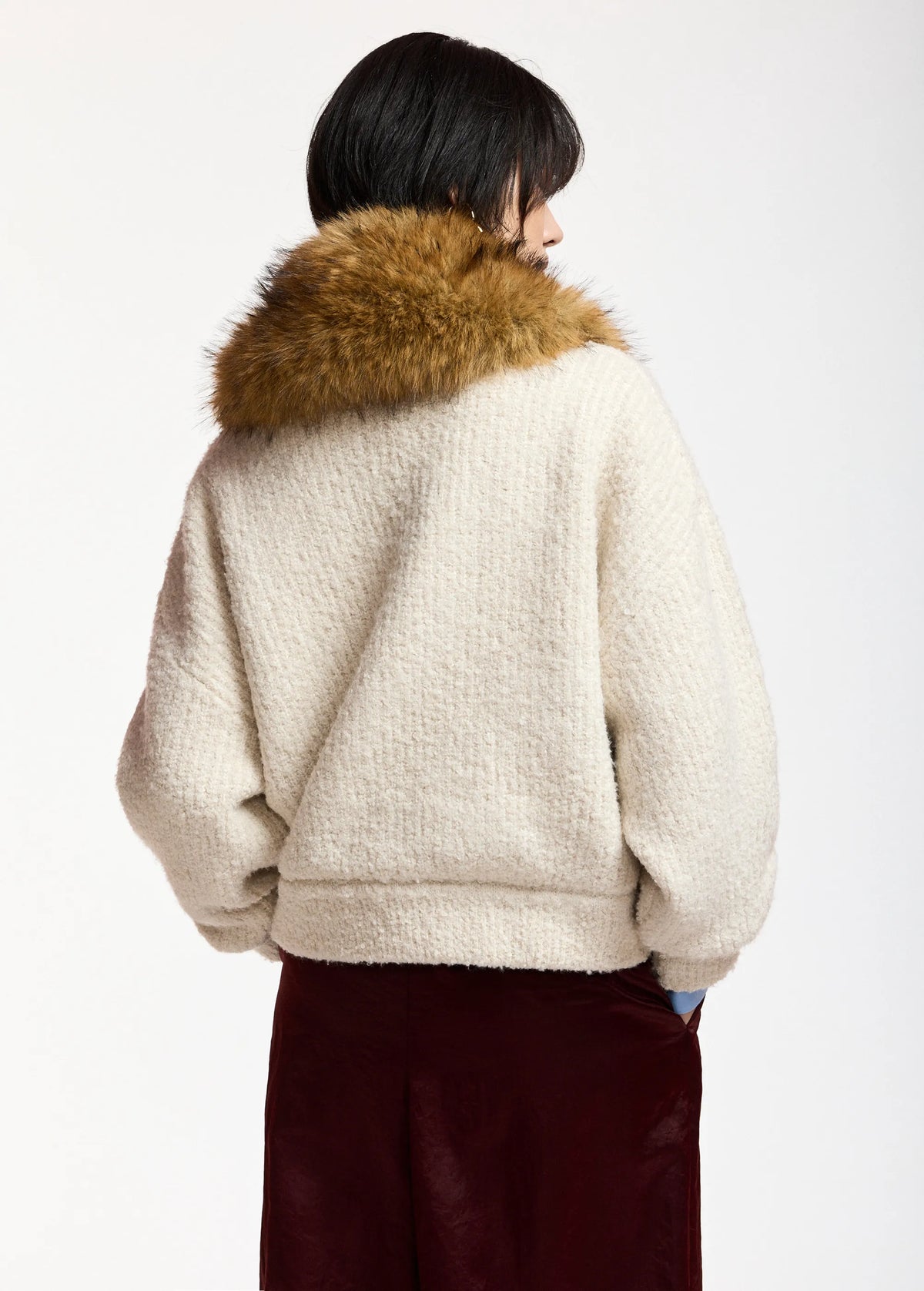 Essentiel Antwerp Kanada Off White Fur Collar Jacket