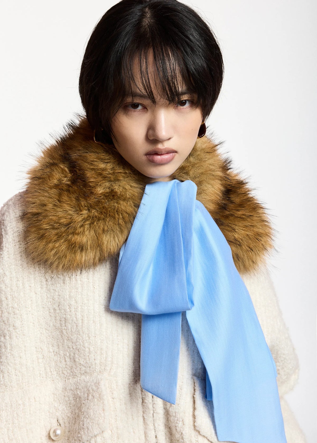 Essentiel Antwerp Kanada Off White Fur Collar Jacket
