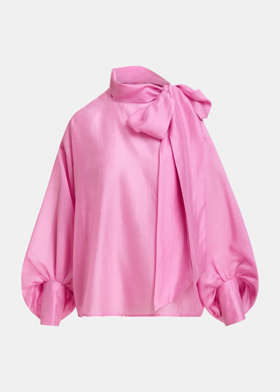 Essentiel Antwerp Karismatic Pink Pussy-Bow Top