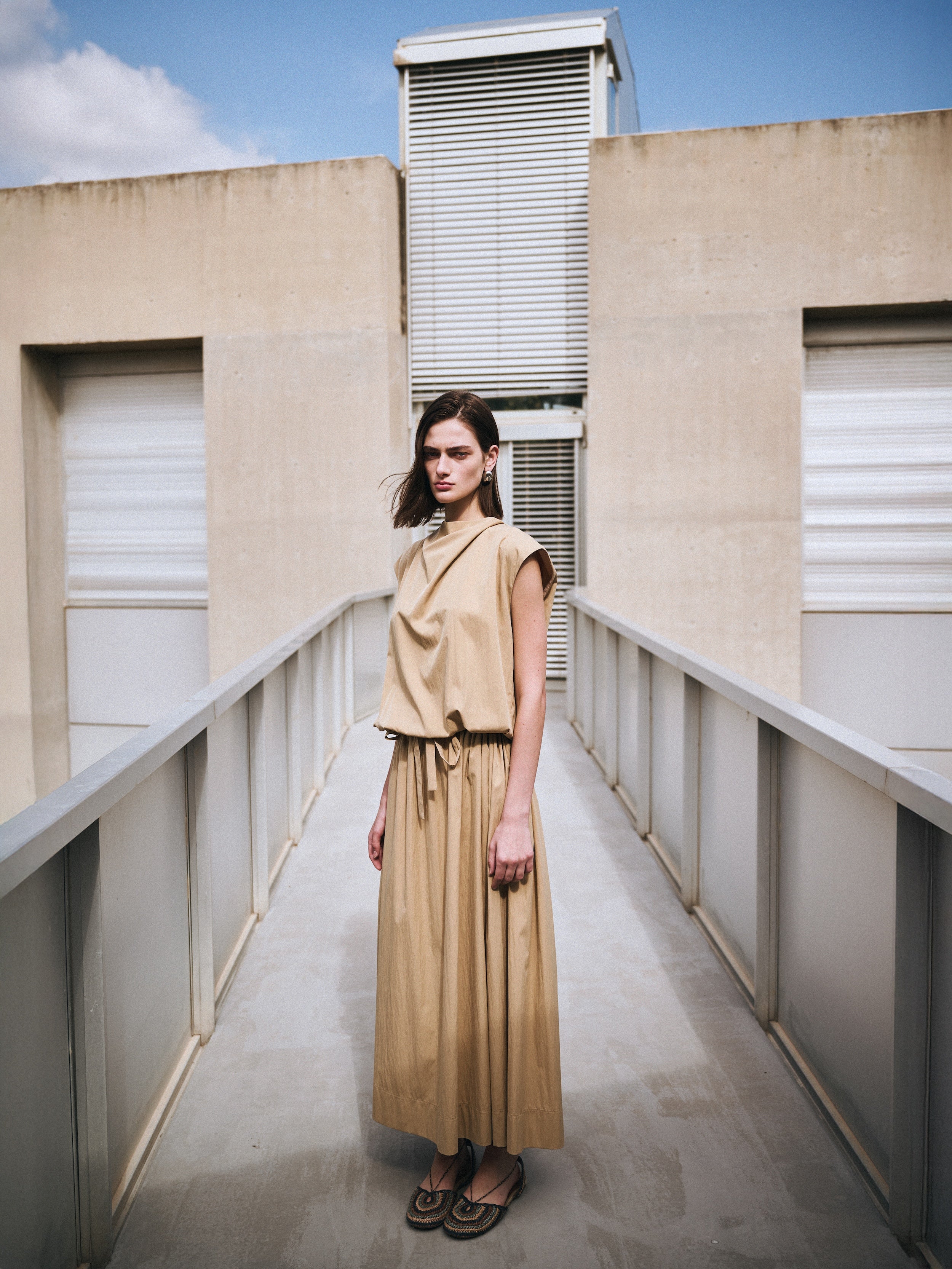 Milla Gold Crinkled Poplin Drape Top