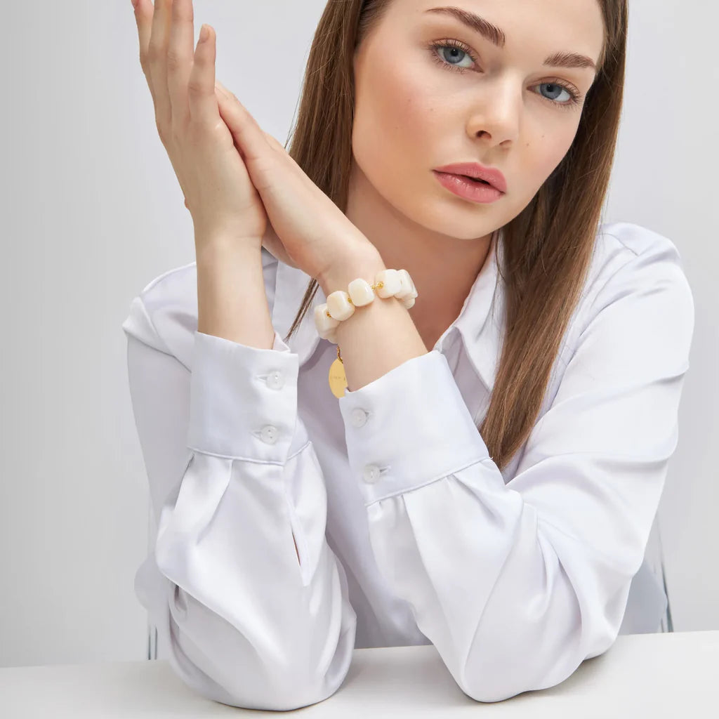 Vanessa Baroni Mini Organic Shaped Bracelet Pearl Marble