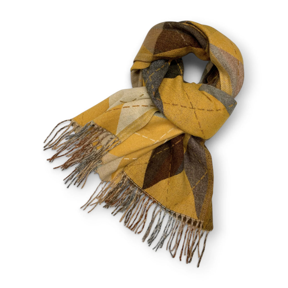 Precious Argyle Diamond Wool Blend Scarf