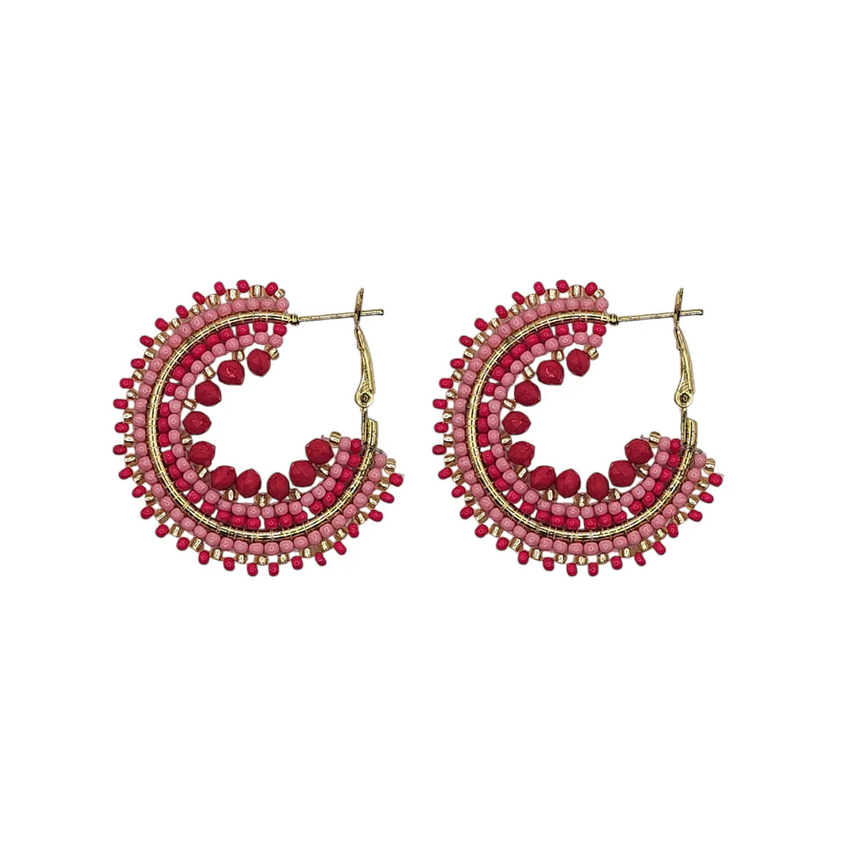 Mini Fuchsia Mix Beaded Ombre Hoop Earrings