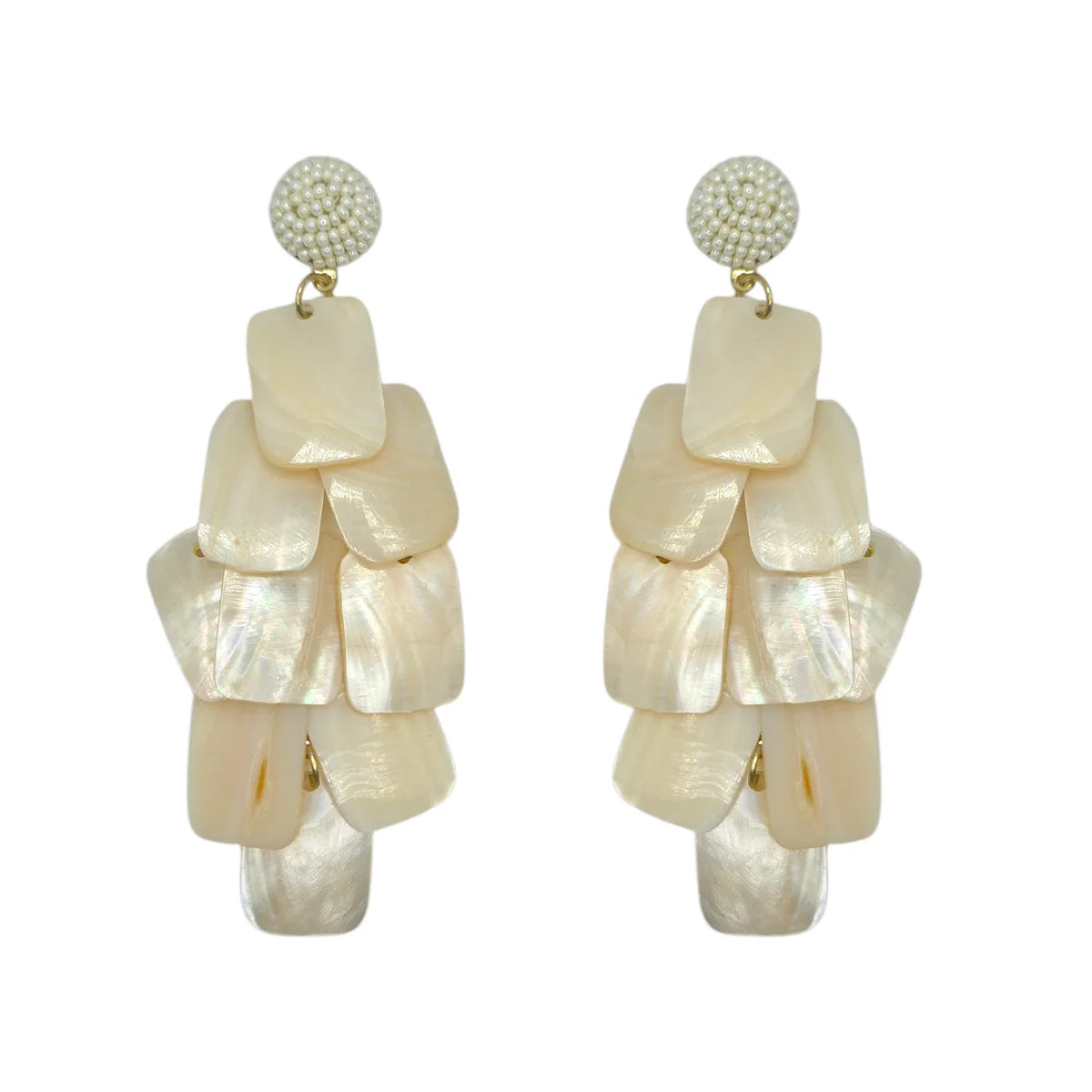 Statement Mother of Pearl Tassel Drop Earrings