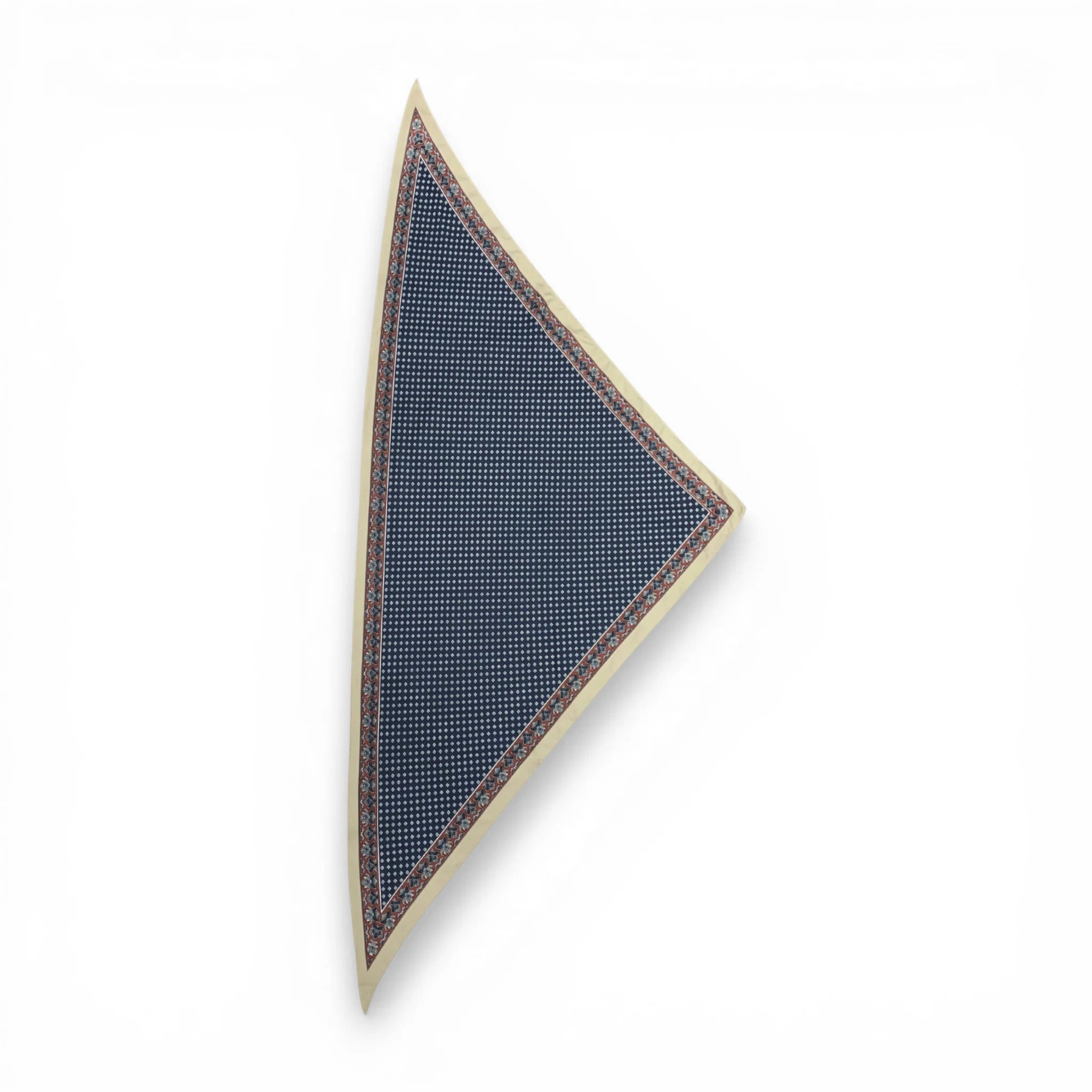 Precious Navy Triangle Silky Dotted Scarf
