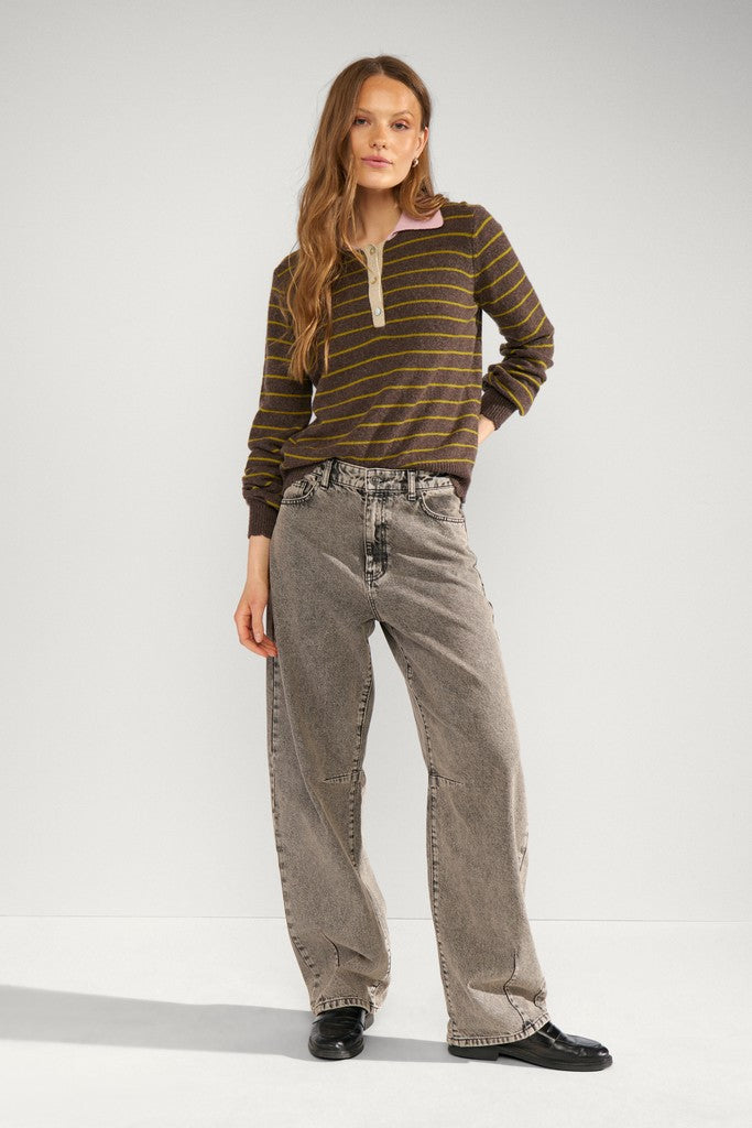 Numph Nulucinda Striped Polo Sweater