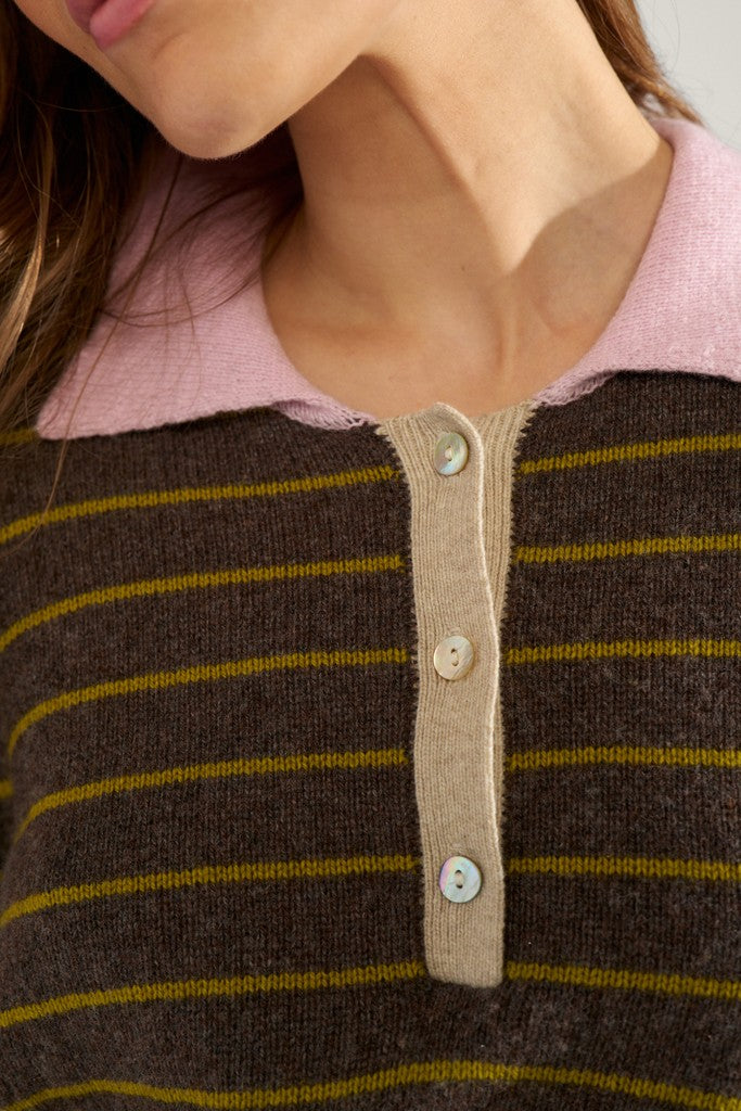 Numph Nulucinda Striped Polo Sweater