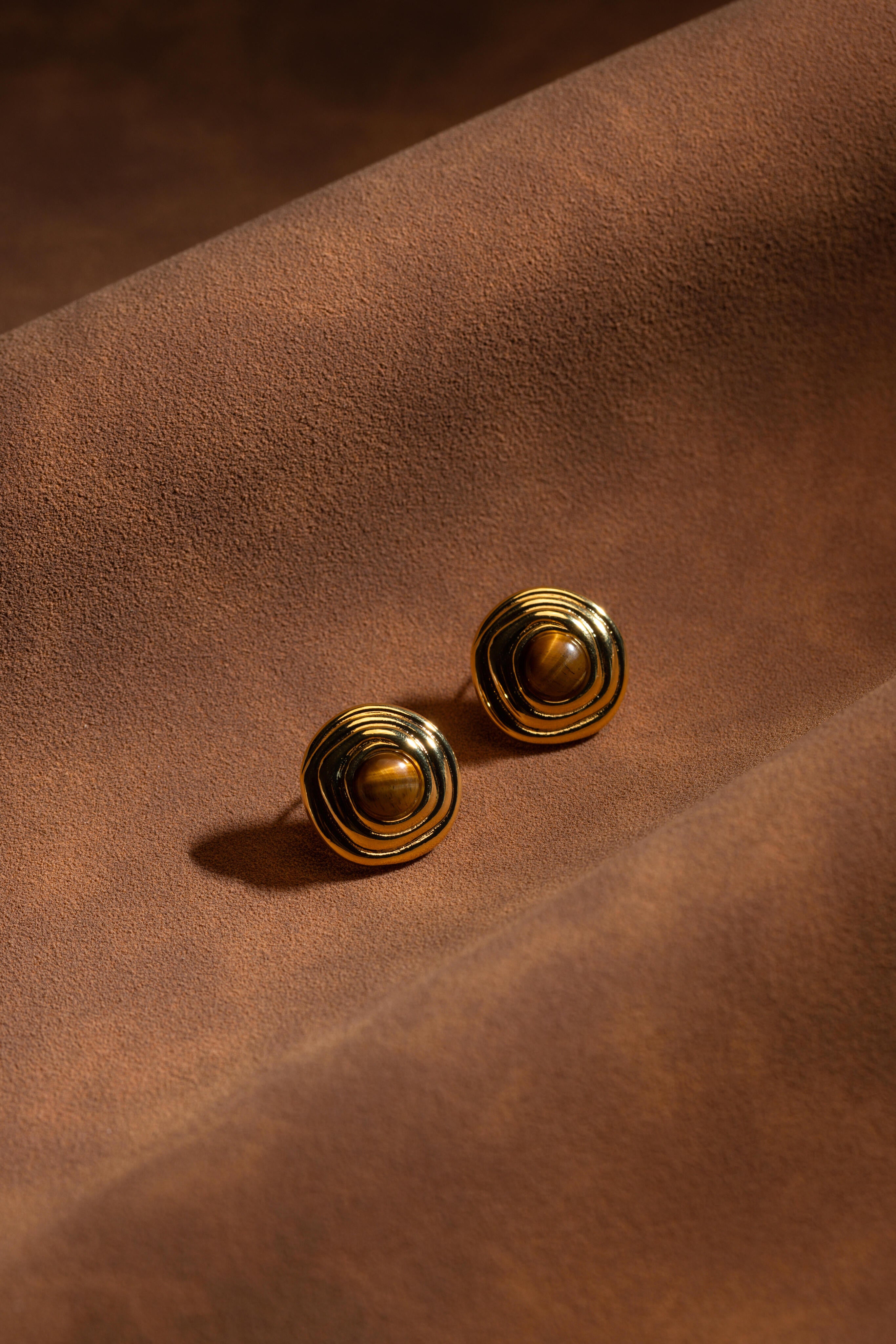 Orelia Spira & Tigers Eye Stud Earrings