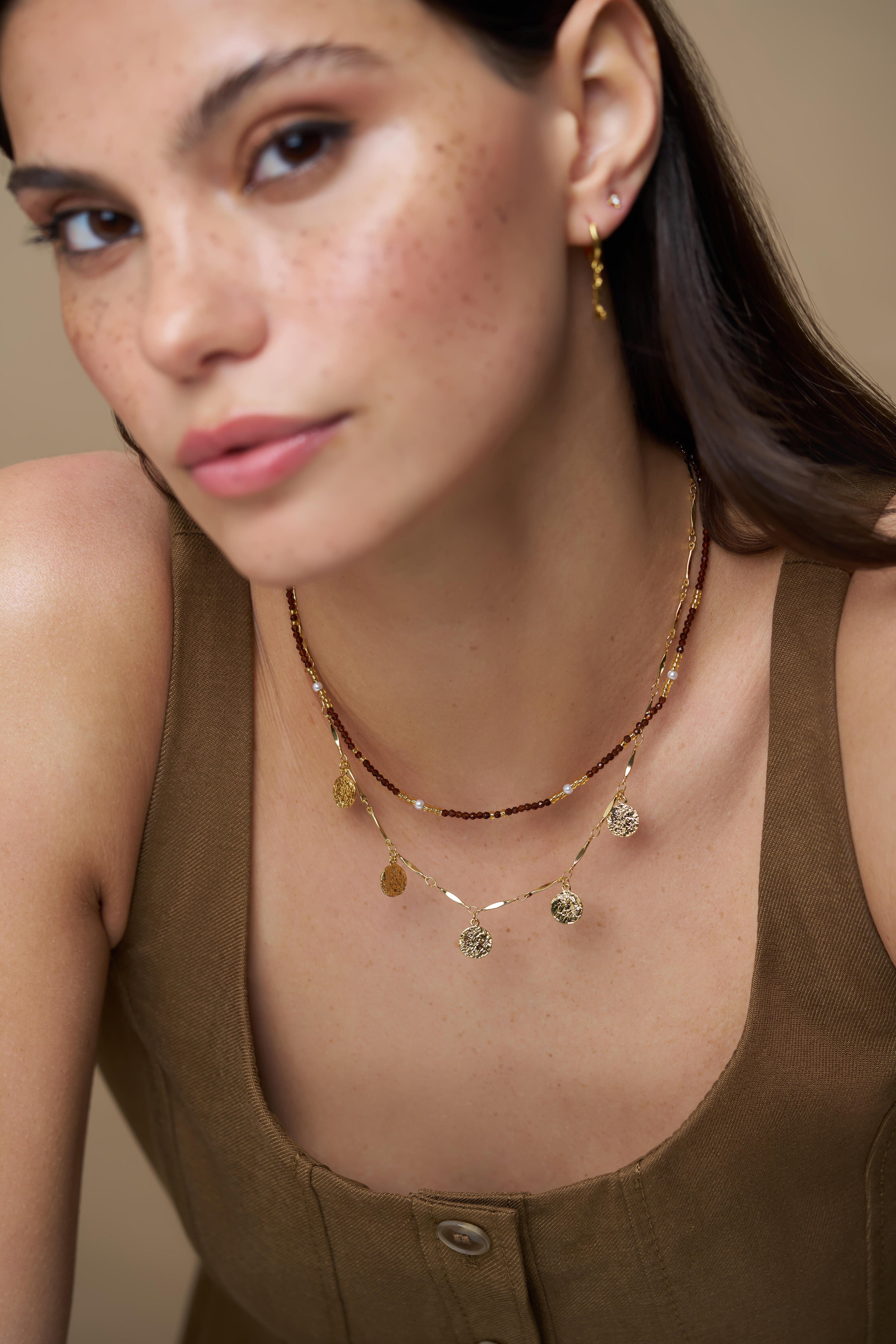 Orelia Molten Coin Multi Drop Necklace